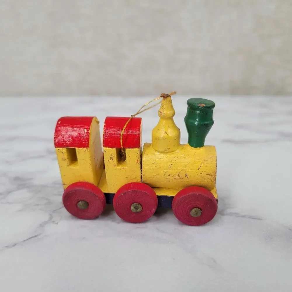 Vintage Colorful Wooden and Metal Christmas Ornaments Set
